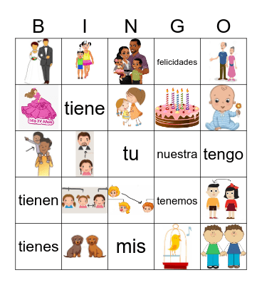 La familia y Tener Bingo Card