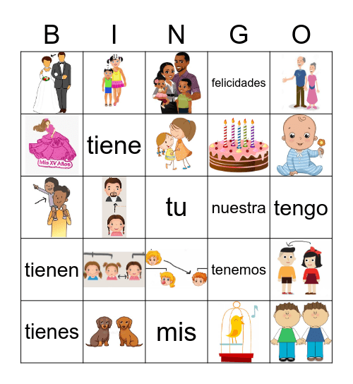 La familia y Tener Bingo Card