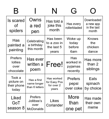Apps Bingo Card