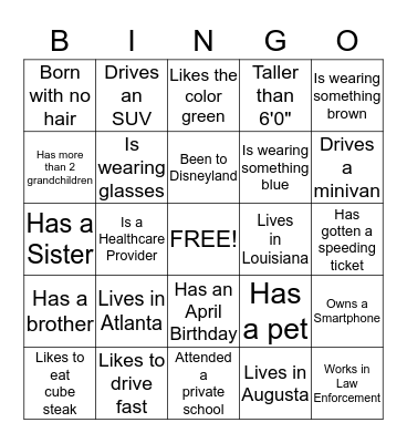 Nice To Meet You Bingo Card