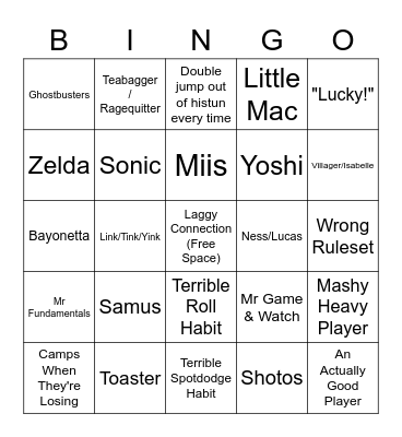 Elite Smash Bingo Card