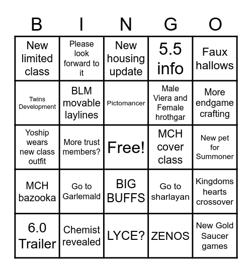 FFXIV DRINKING GAME (SAVAGE) Bingo Card