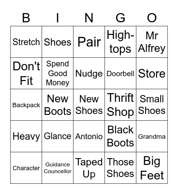 Those Shoes Bingo Card