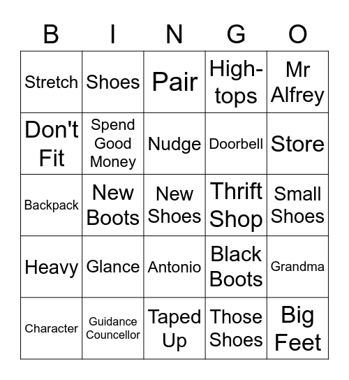 Those Shoes Bingo Card