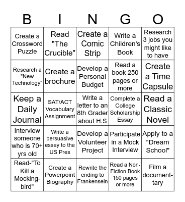 4th Six Weeks Bingo Card