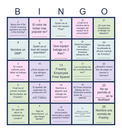 Untitled Bingo Card