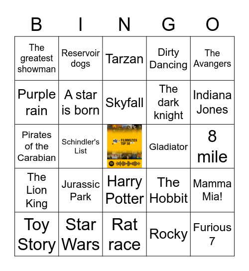Pathé Filmmuziek Top 50 2020 Bingo Card