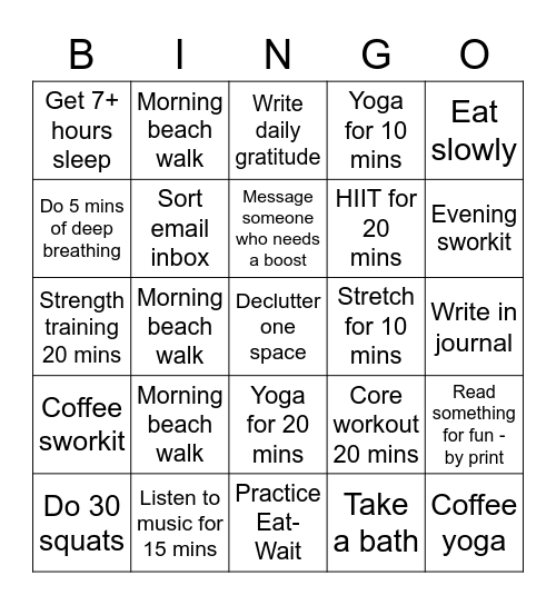 Habit Hacker Bingo Card