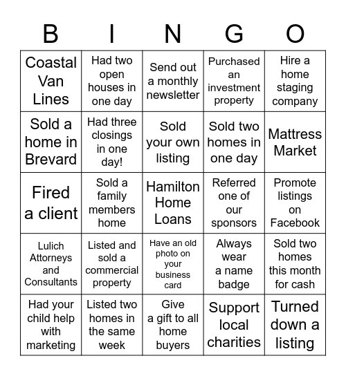 REALTORS LUNCHEON Bingo Card