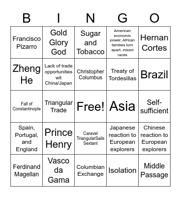Age of Exploration Review Bingo Card