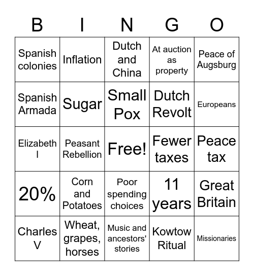 Age of Exploration Review Part 2 Bingo Card