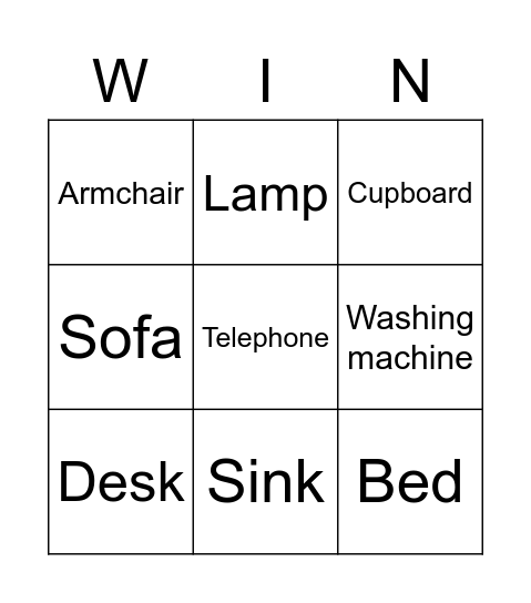 Furniture Bingo Card