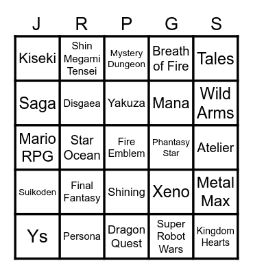 2021 Backlog Bingo Card