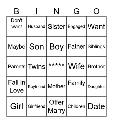 Sign Language Bingo Board Bingo Card