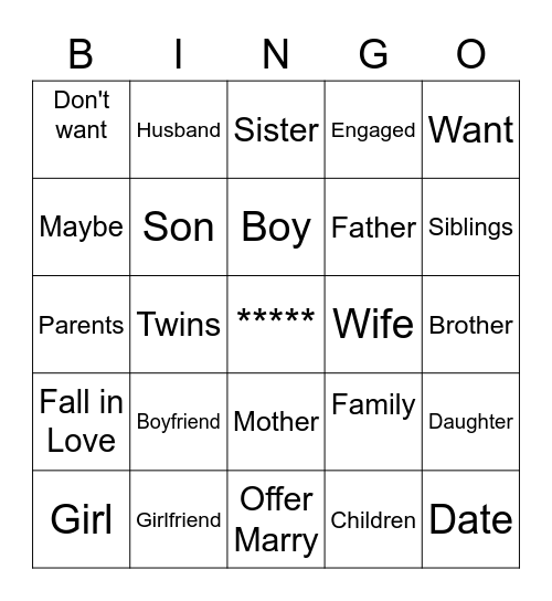Sign Language Bingo Board Bingo Card