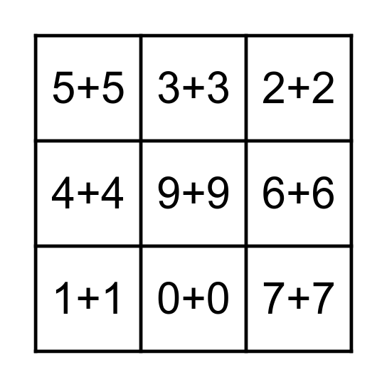 Double Math Facts Bingo Card