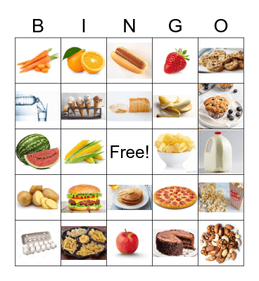 Food Jingo Bingo Card