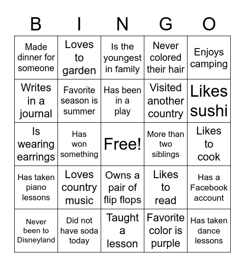 Welcome Week Bingo Bash-              Get to Know You Bingo Card