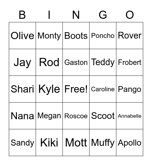 RINGO! Bingo Card
