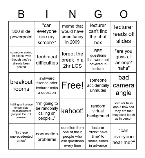 macmed LGS bingo Card