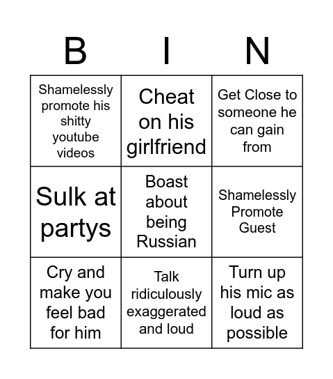 Ivan Bingo Card