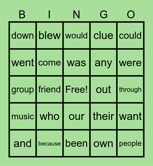 Sight Word Practice 2 Bingo Card