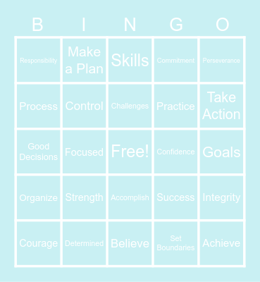 Self Discipline BINGO Card