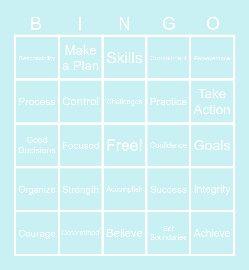 Self Discipline BINGO Card