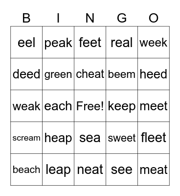 EE and EA BINGO Card