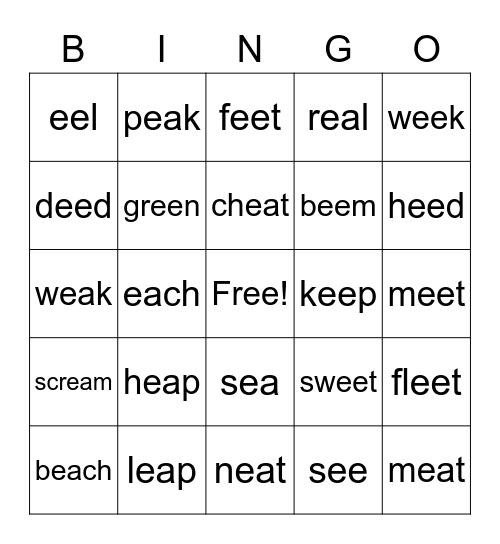 EE and EA BINGO Card