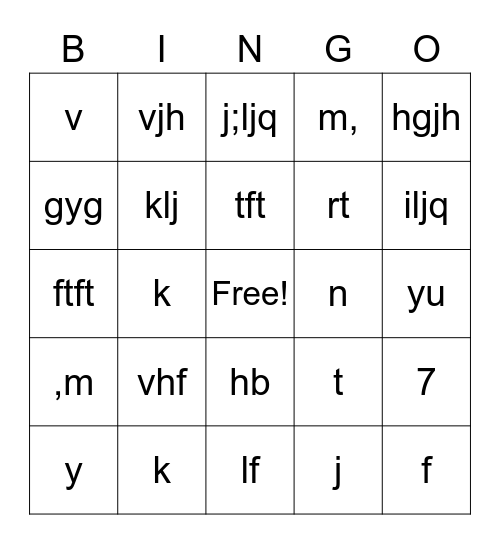 Untitled Bingo Card