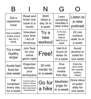 Tack Bingo - MARCH Bingo Card