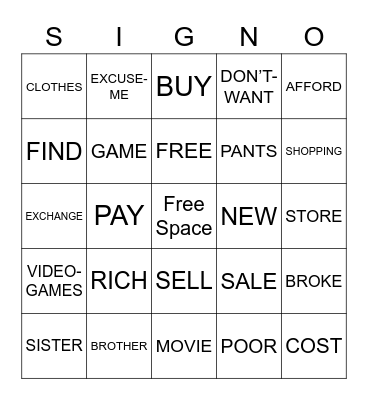 Study Session Bingo Card