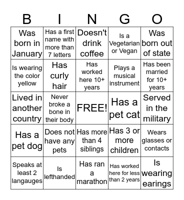 ICEBREAKER BINGO! Bingo Card