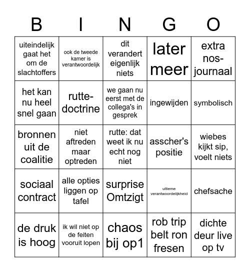 Toeslagenbingo Card