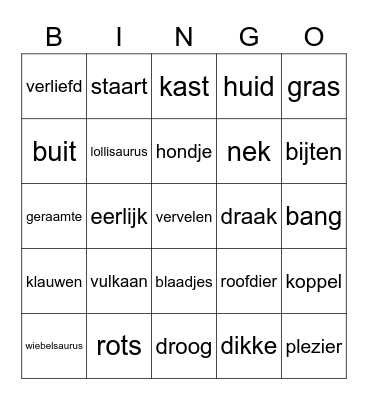 dino bingo Card