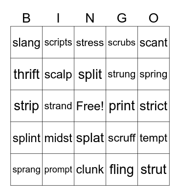 2.5 Bingo Card