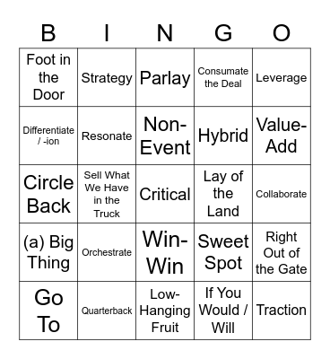 Sales Bullshit Bingo Card