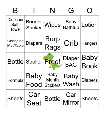 Tiny Diny Bingo Card