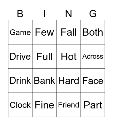 Sasha Review Lesson 14 Bingo Card