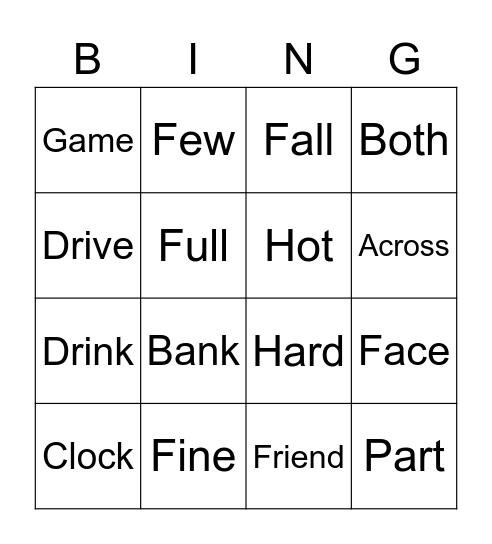 Sasha Review Lesson 14 Bingo Card