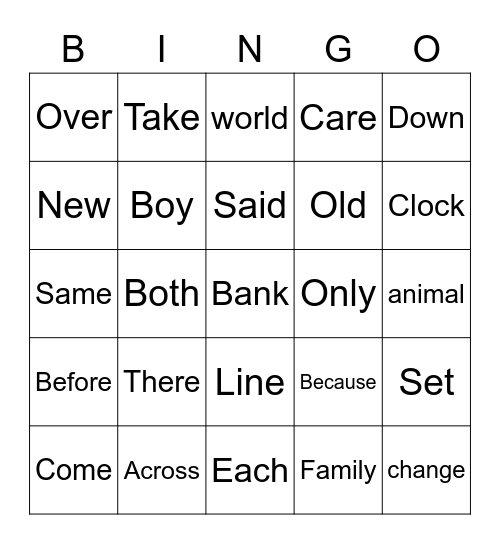 Henry Review Lesson 14 Bingo Card