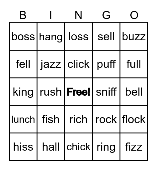 Ending Digraphs Bingo Card