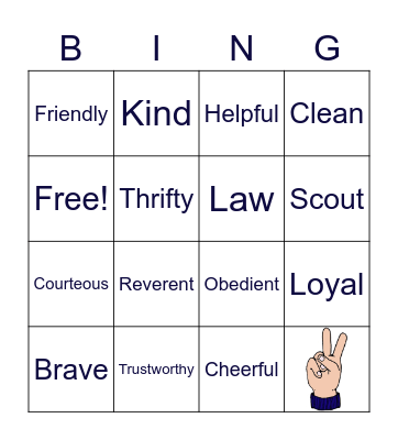 Scout Law Bingo Card