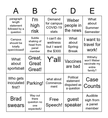 Q & A Bingo Card