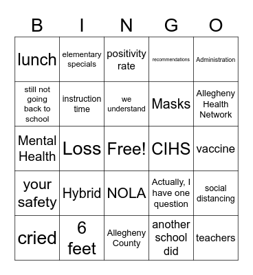 Northgate Bingo Card