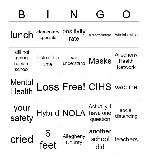 Northgate Bingo Card