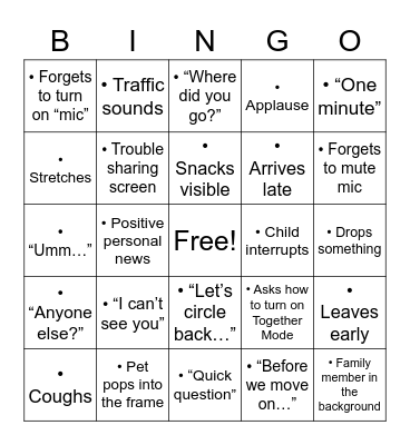Untitled Bingo Card