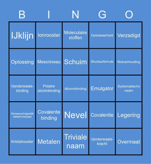 Moleculaire stoffen Bingo Card