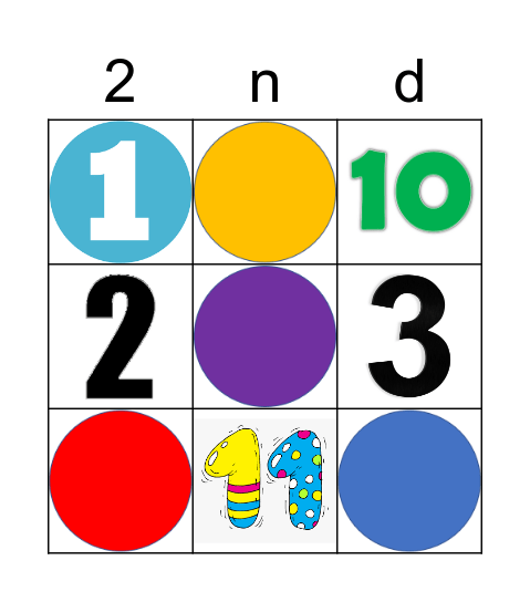 Numbers & Colors Bingo Card